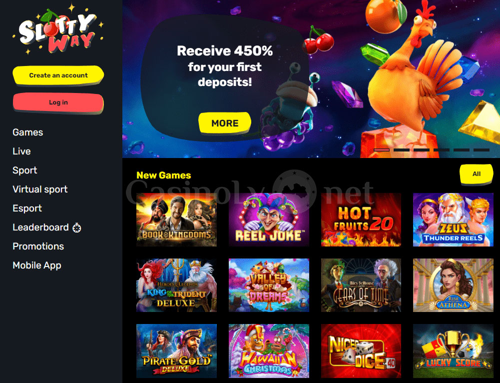 Oficiālā Slottyway online kazino mājaslapa