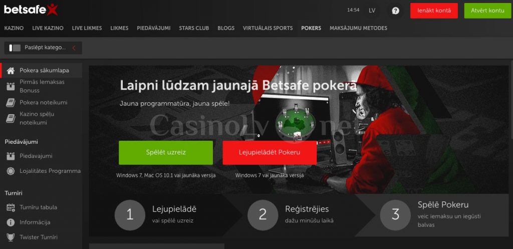 Betsafe online pokers Latvijā