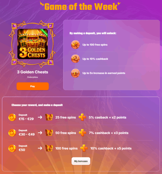 Game of the Week bonuss