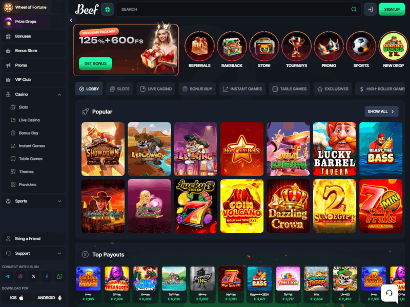 Beef Casino oficiālā vietne