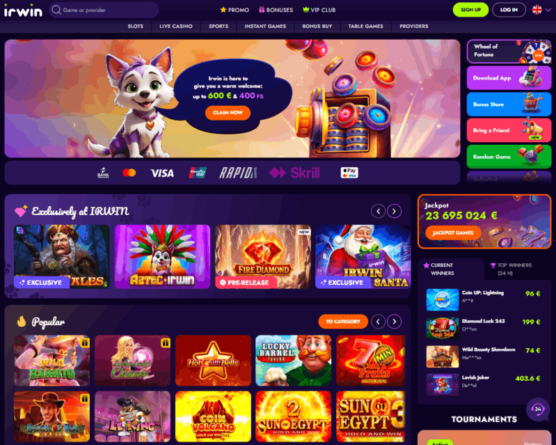 Irwin Casino oficiālā vietne